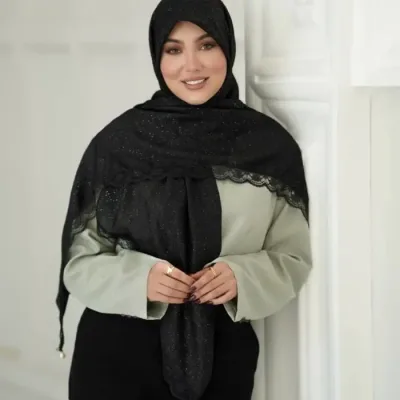 روسری وال کریشه دانتل مرواریدی، قواره 140