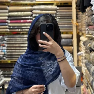 شال حریر مخملی سرمه‌ای