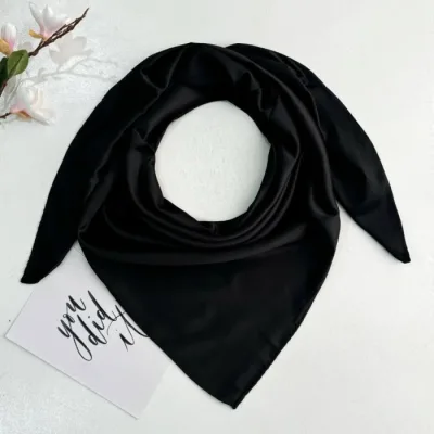 روسری ساتن ترک مشکی تک رنگ