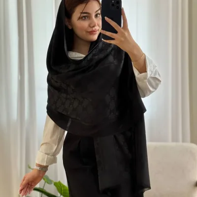 شال ژاکارد مشکی