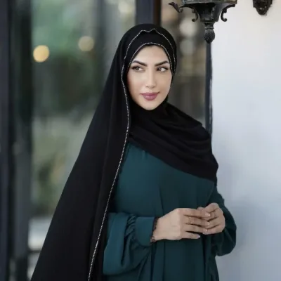 شال نخی مشکی دورنگین مجلسی