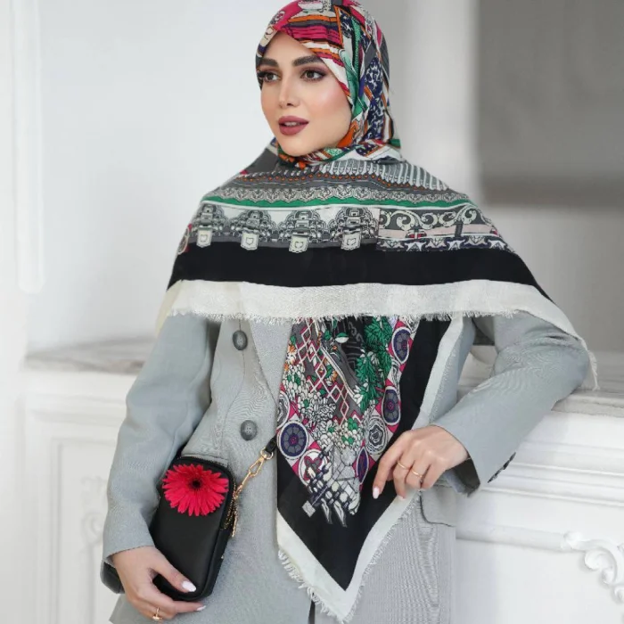 روسری نخی مدال وارداتی تک رنگ
