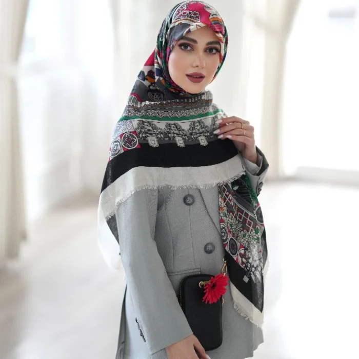 روسری نخی مدال وارداتی تک رنگ