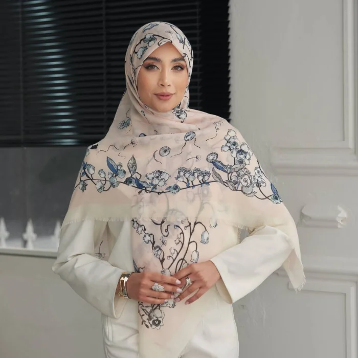 روسری نخی وارداتی، رنگبندی ۲ رنگ، جین ۱۰تایی