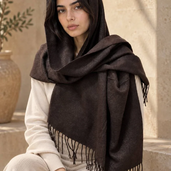 شال موهر میکس قهوه ای