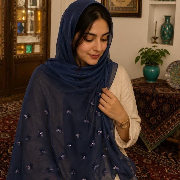 شال حریر کرپ، جین ۶تایی