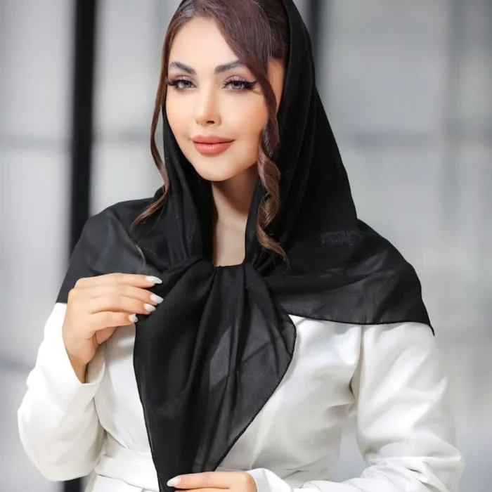 روسری پارچه وارداتی مشکی جت بلک