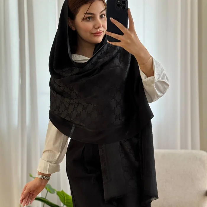 شال ژاکارد مشکی
