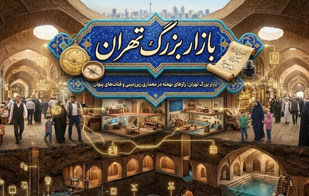 بازار بزرگ تهران: رازهای نهفته در معماری زیرزمینی و قنات‌های پنهان