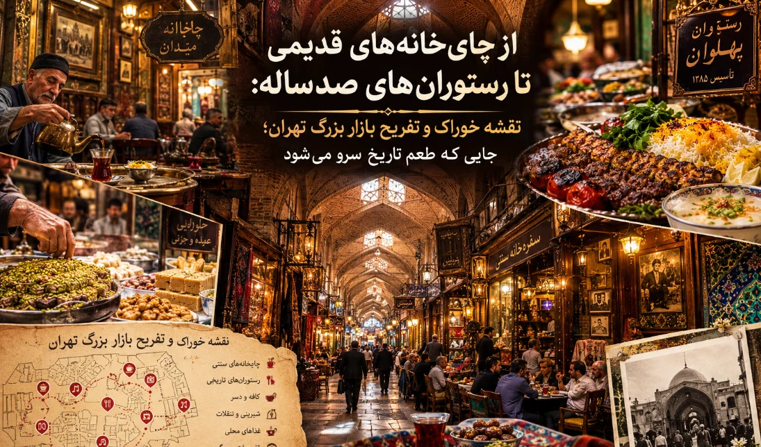 از چای‌خانه‌های قدیمی تا رستوران‌های صدساله: نقشه خوراک و تفریح بازار بزرگ تهران؛ جایی که طعم تاریخ سرو می‌شود